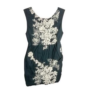 J.Crew Navy Blue/Ivory Mirabel Lawn Embroidered Floral Mini Dress Sz XS Cocktail